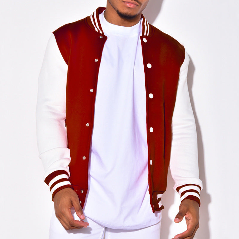 Herren sportliche Collegejacke mit gestreiften Ärmelbündchen und praktischen Knöpfen Aliams