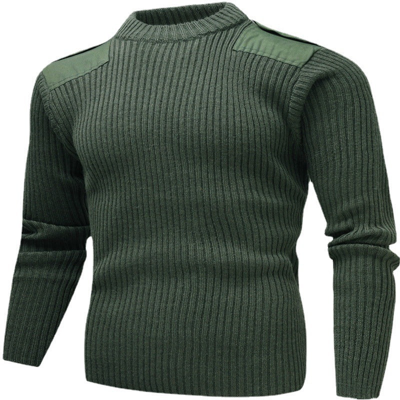 Herren Strickpullover mit V-Ausschnitt und dekorativen Schulterdetails Aliams