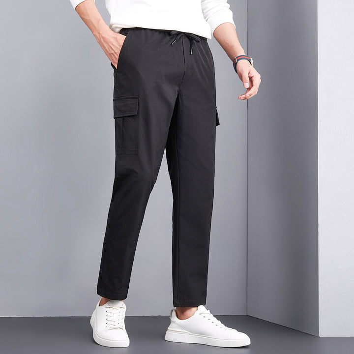 Herren bequeme Cargo-Hose mit elastischem Bund und praktischen Taschen Aliams