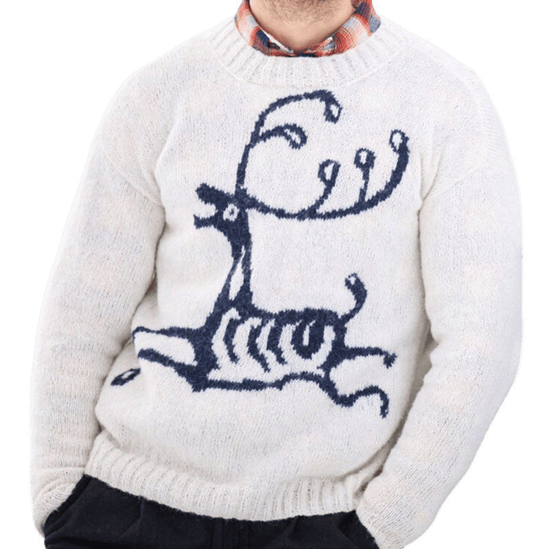 Herren Pullover mit festlichem Rentier-Motiv und hochwertiger Wollmischung Aliams