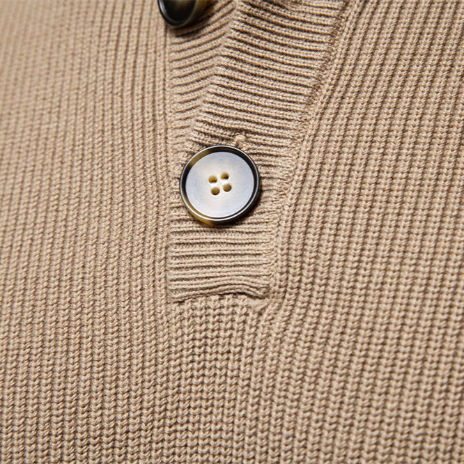Herren Pullover mit Knopfleiste und strukturiertem Muster Aliams