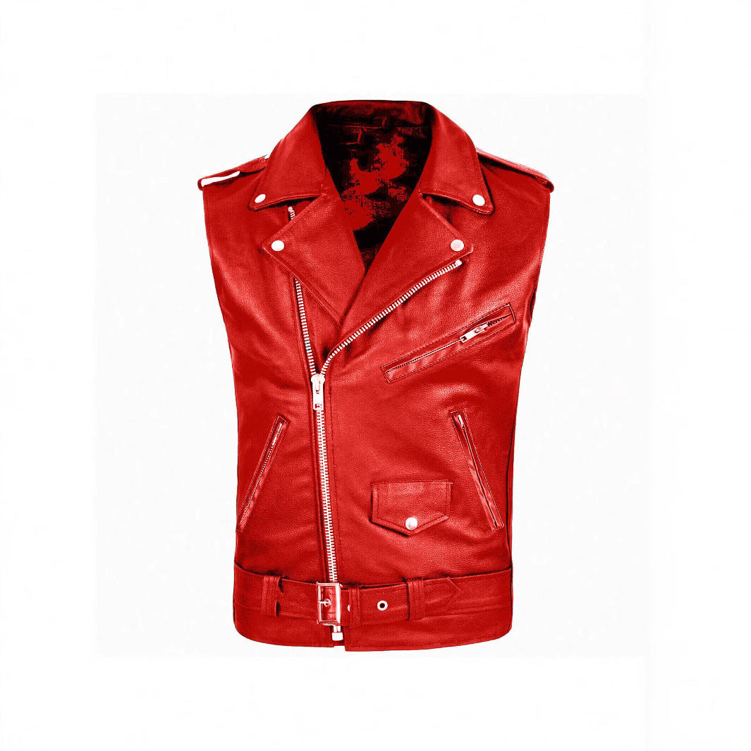 Herren stylische ärmellose Bikerjacke aus hochwertigem Leder Aliams
