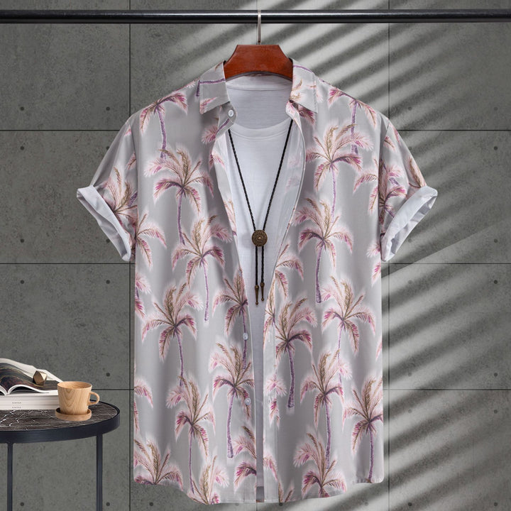 Herren Kurzarmhemd im tropischen Palmen-Design Aliams