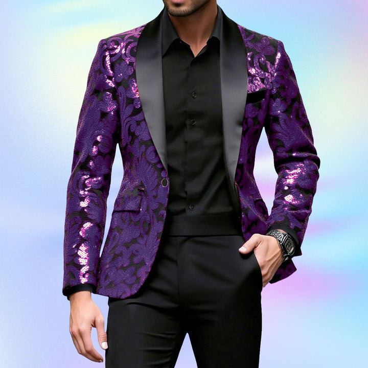 Herren festlicher Glitzerblazer mit klassischem Schnitt Aliams