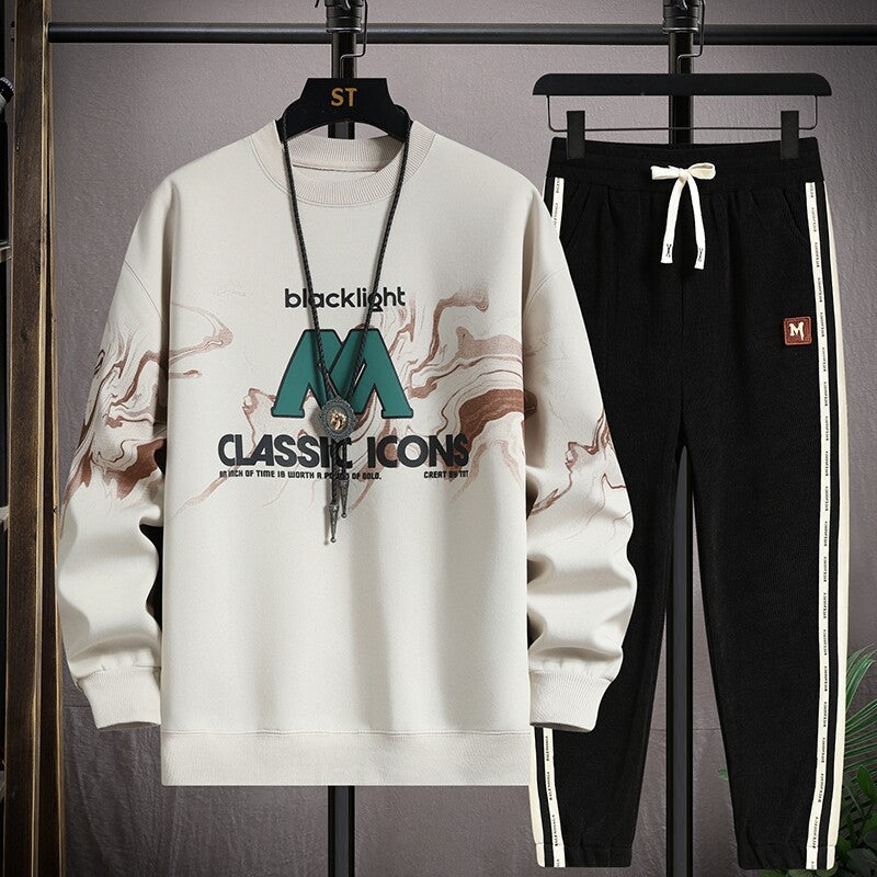 Herren Freizeitanzug mit grafischem Druck und seitlichen Akzenten Aliams