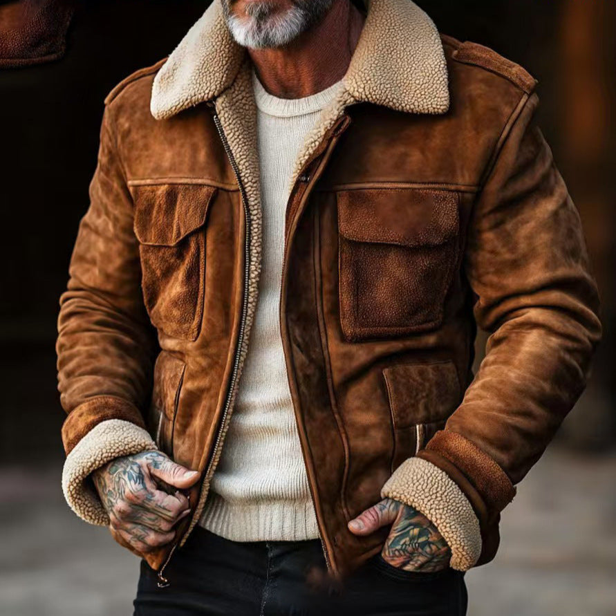 Herren Übergangsjacke mit Lammfellkragen Aliams