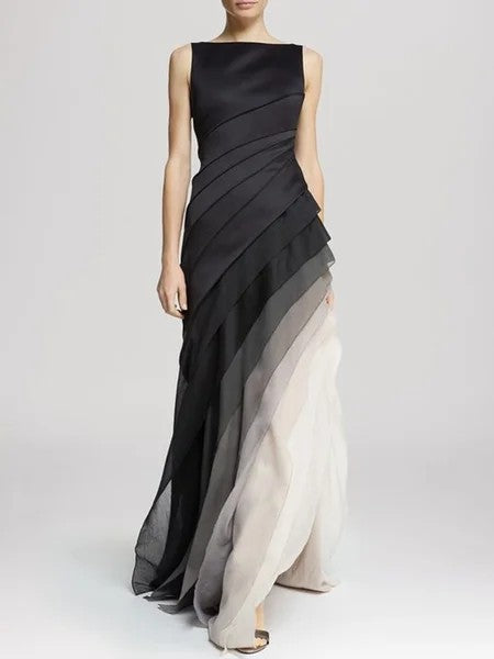 Lidini Elegantes mehrlagiges Ombre-Kleid