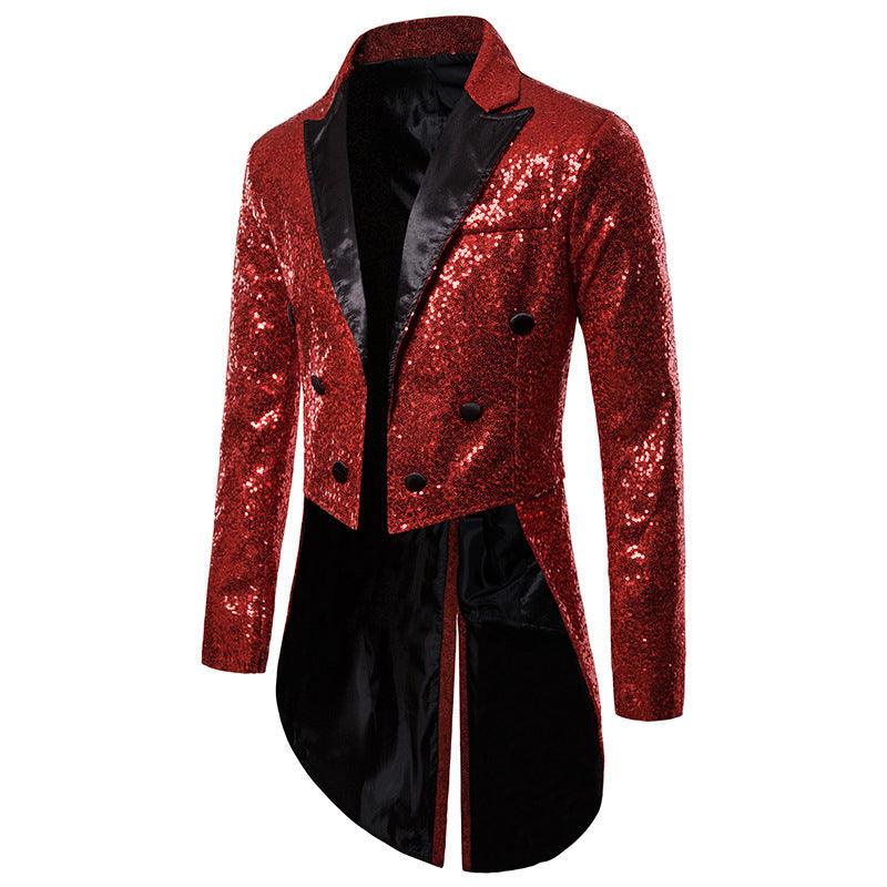 Herren glitzernde Smokingjacke mit elegantem Schnitt und schimmernden Pailletten Aliams