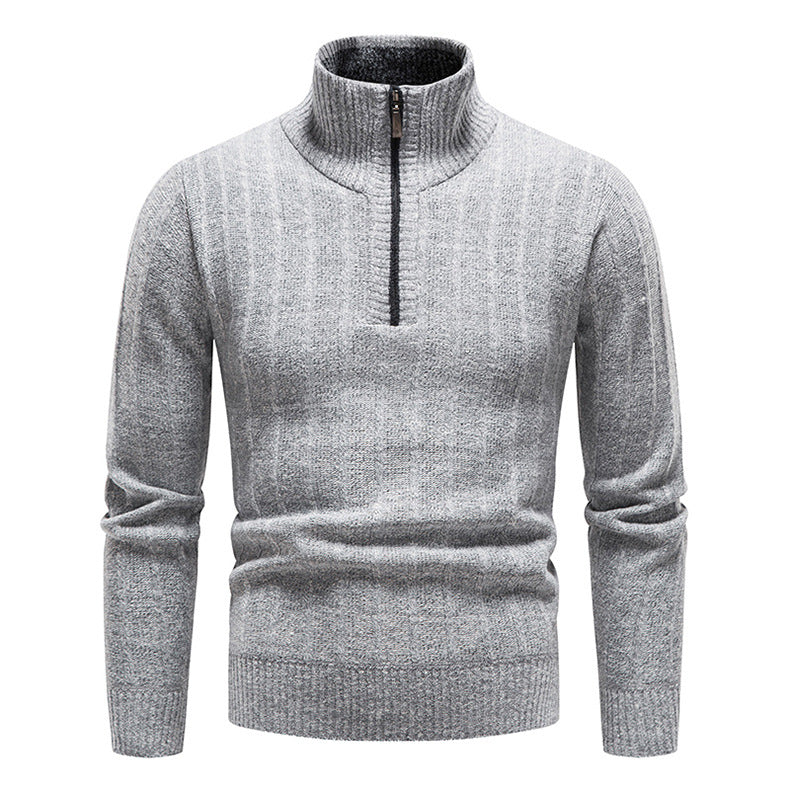 Herren eleganter Strickpullover mit kurzem Reißverschluss und strukturierter Oberfläche Aliams