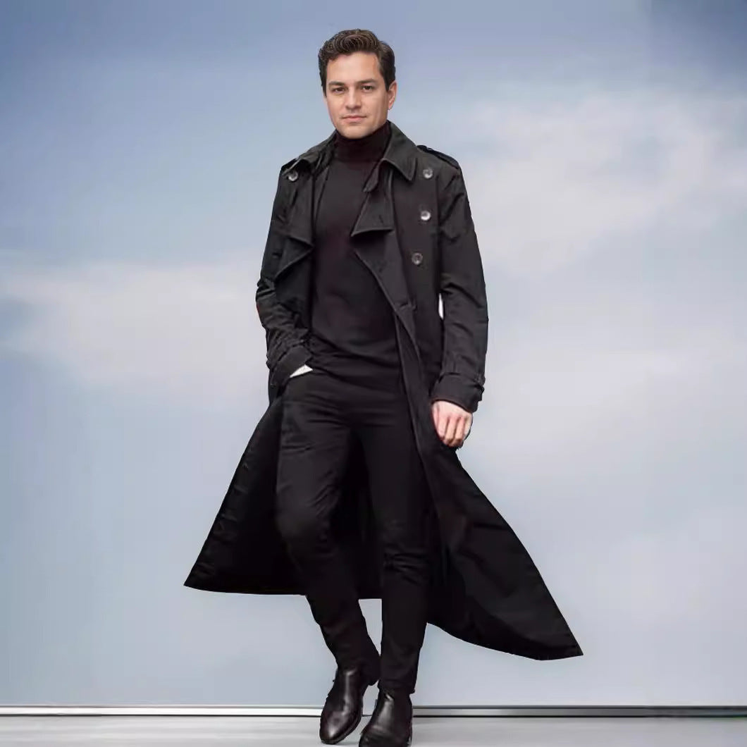 Herren eleganter Trenchcoat mit doppelter Knopfleiste und modernem Schnitt Aliams