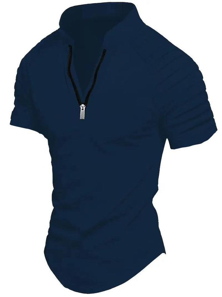 Herren Sportliches Kurzarm-Zip-Shirt Aliams