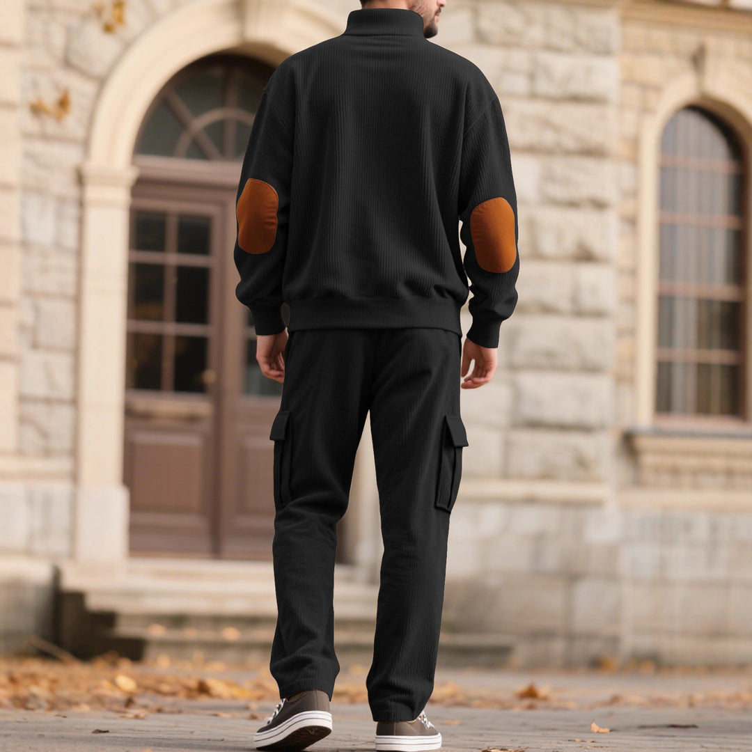 Herren komfortabler Strickanzug mit Knopfleiste und Taschen Aliams