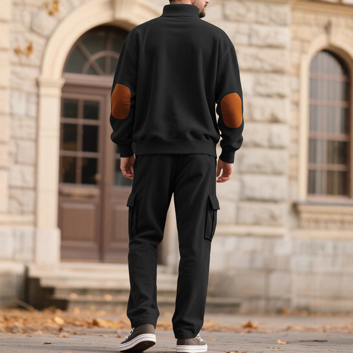 Herren komfortabler Strickanzug mit Knopfleiste und Taschen Aliams