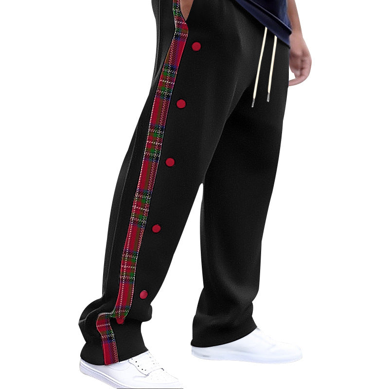 Herren Sportliche Freizeithose mit Knopfleisten und Karomuster Aliams