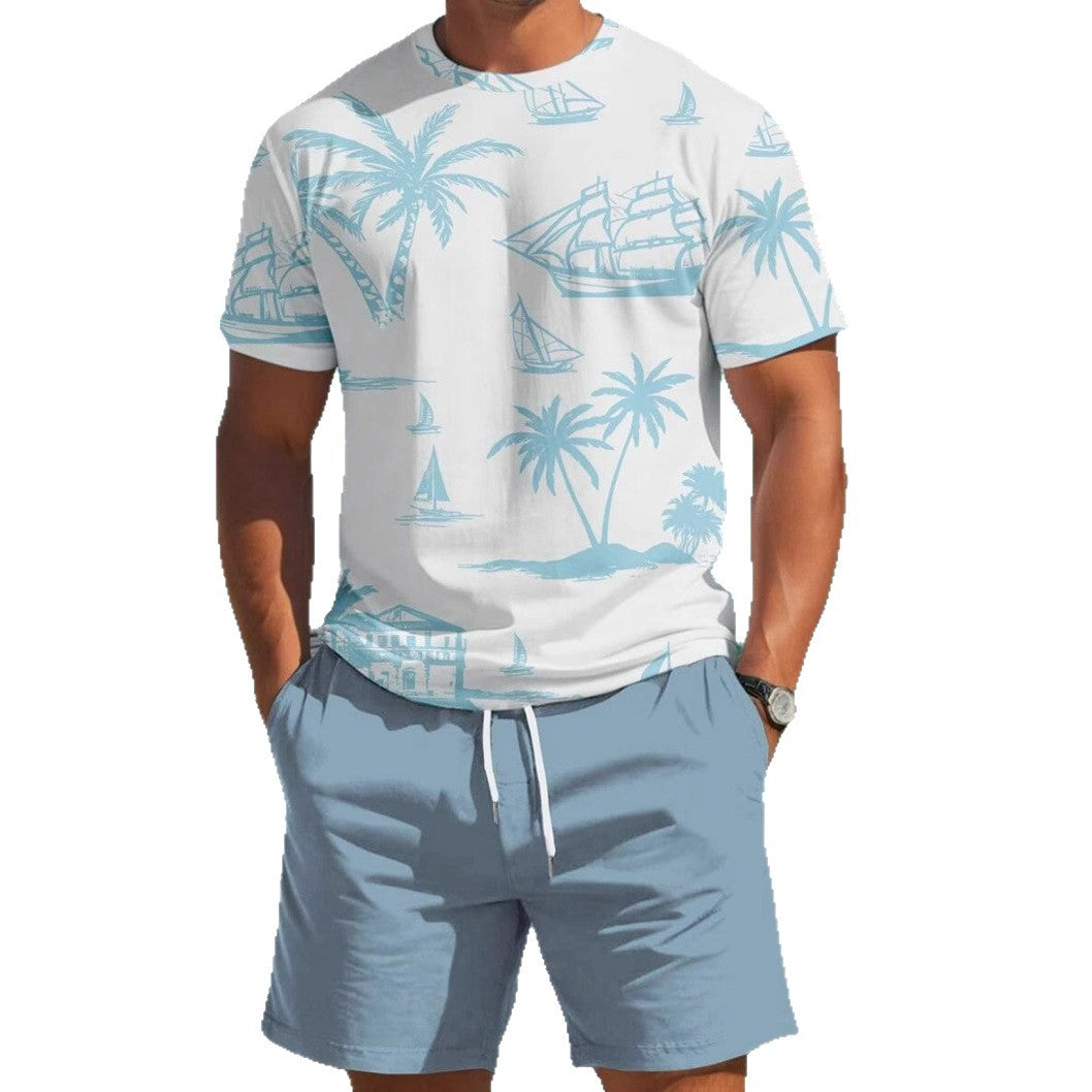 Herren Kurzarm-Shirt mit maritimem Motiv und entspannter Passform Aliams