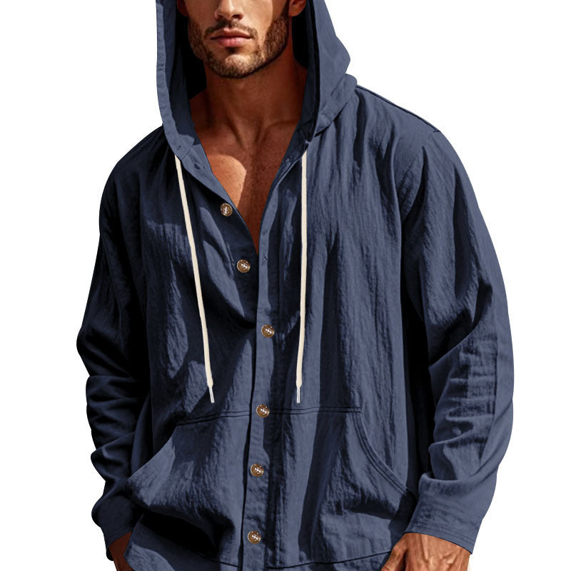 Herren Freizeitjacke mit Kapuze und Knopfverschluss Aliams