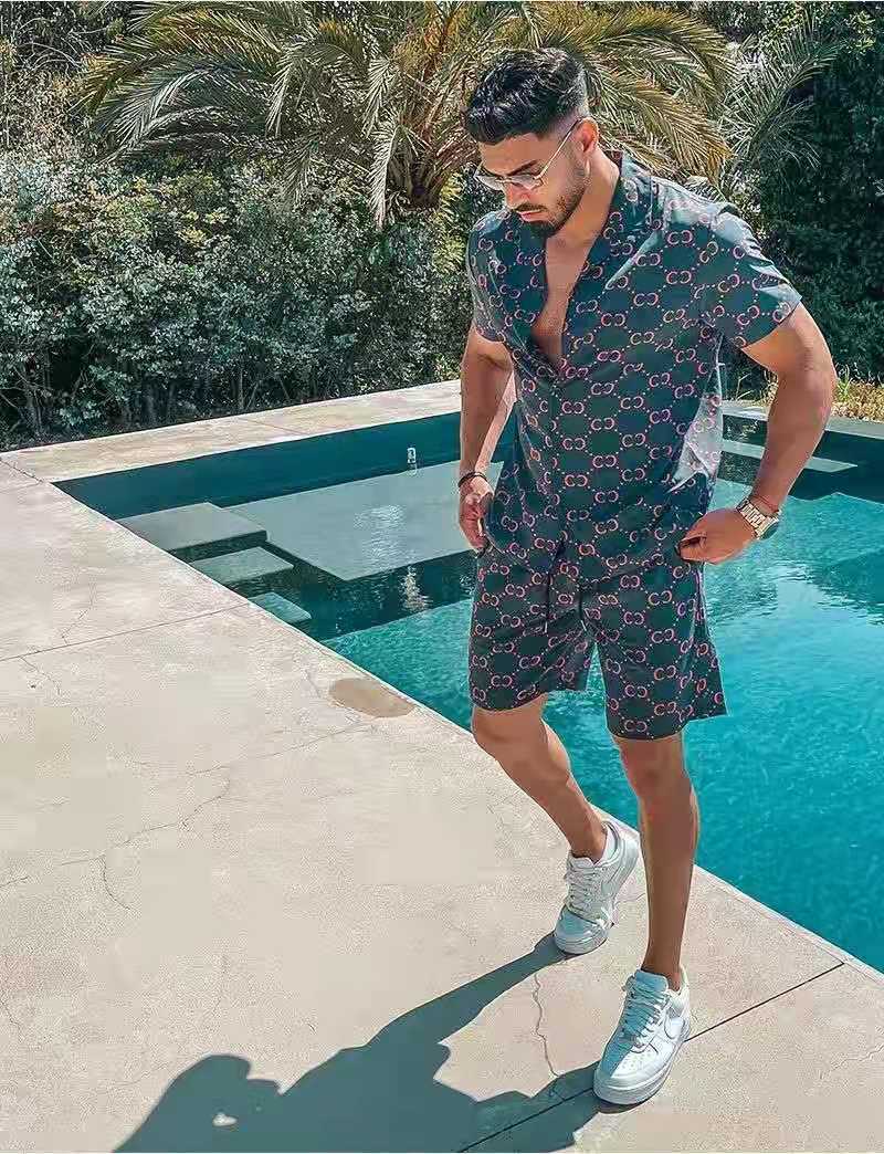 Herren Kurzarm-Hemd und Shorts Set Aliams