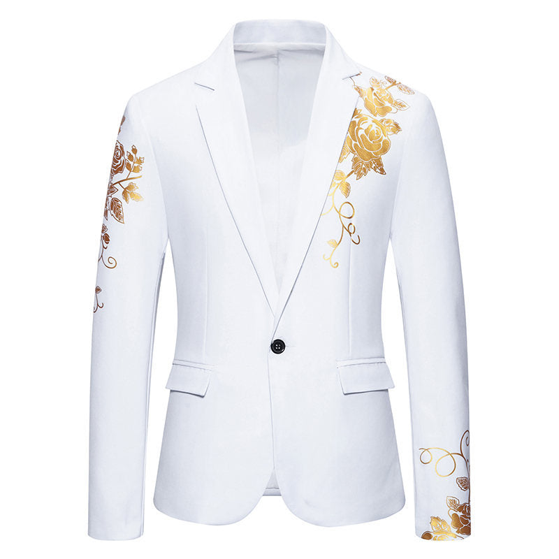 Herren eleganter Blazer mit floralem Gold-Design Aliams