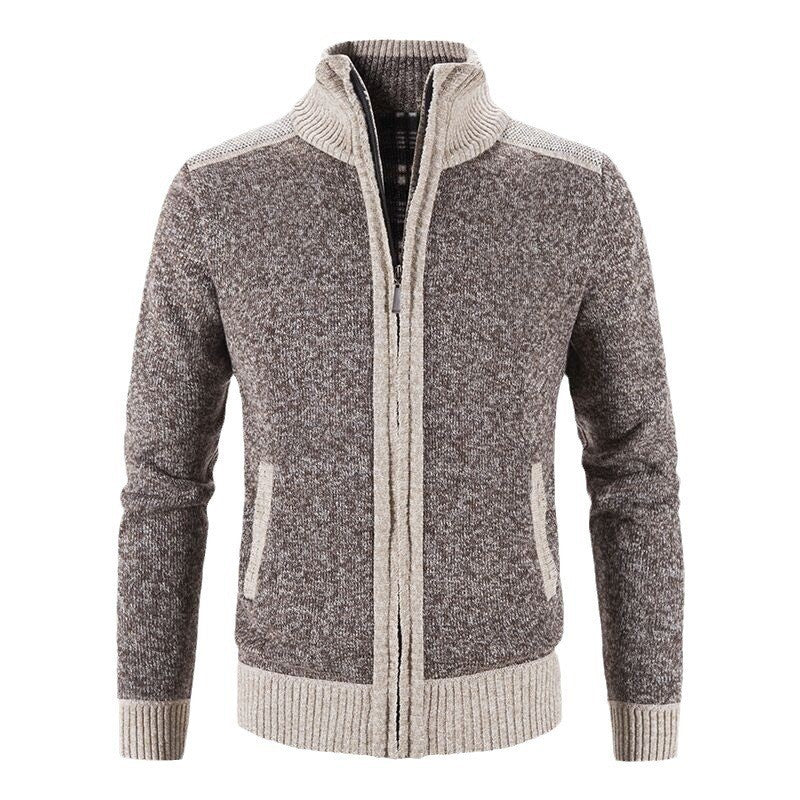Herren Strickjacke mit modischem Zipper und hochgeschlossenem Kragen Aliams