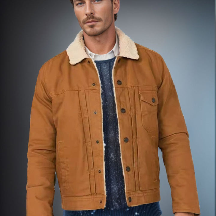 Herren Baumwolljacke mit Fleece-Kragen und seitlichen Taschen Aliams