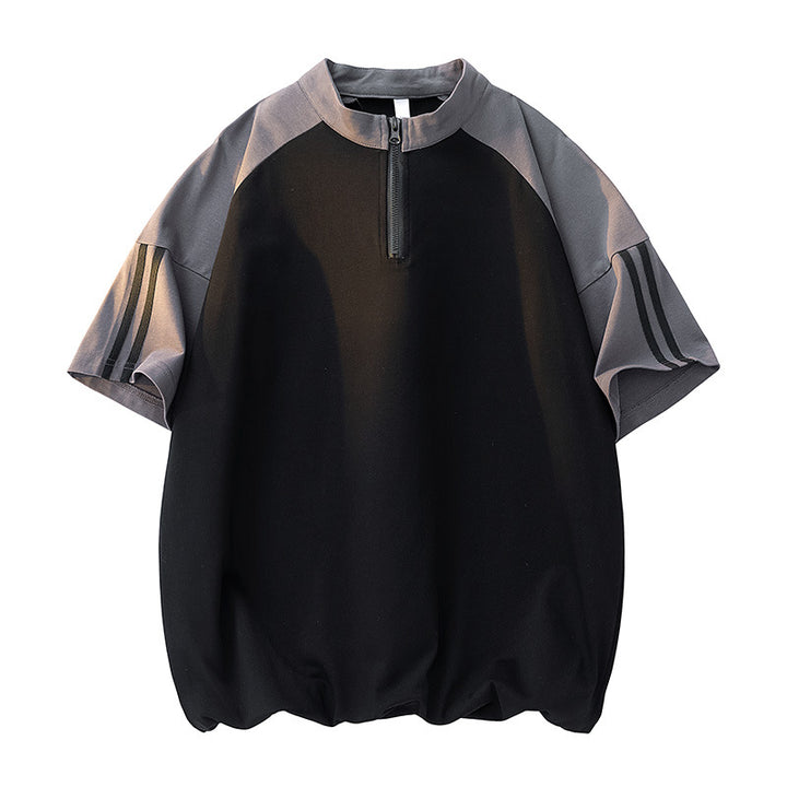 Herren sportliches Kurzarm-Oberteil mit modernem Reißverschluss Aliams