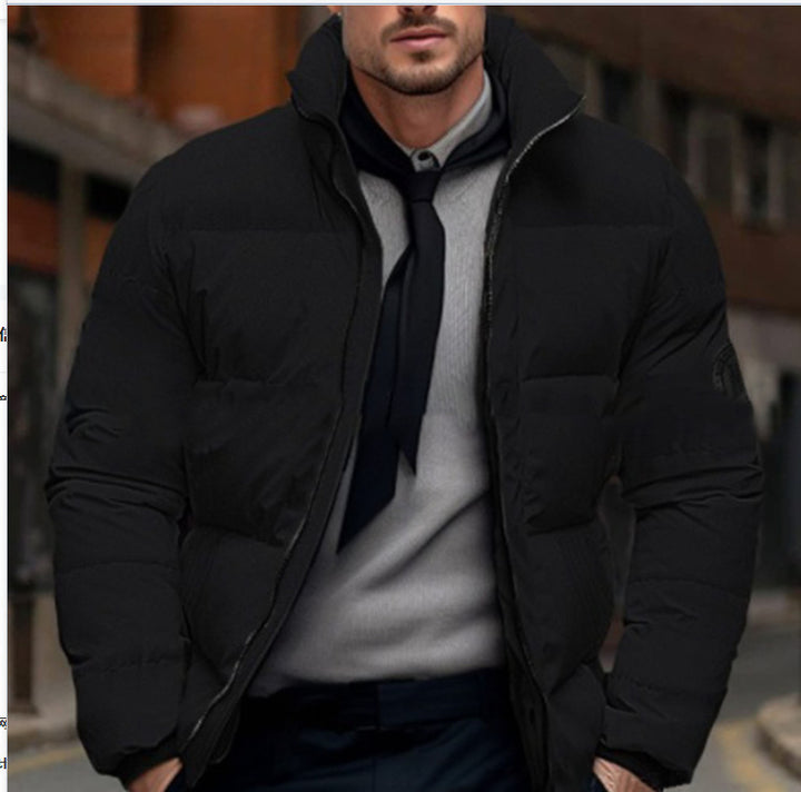Herren gesteppte Winterjacke mit hohem Kragen und individuell anpassbarem Verschluss Aliams