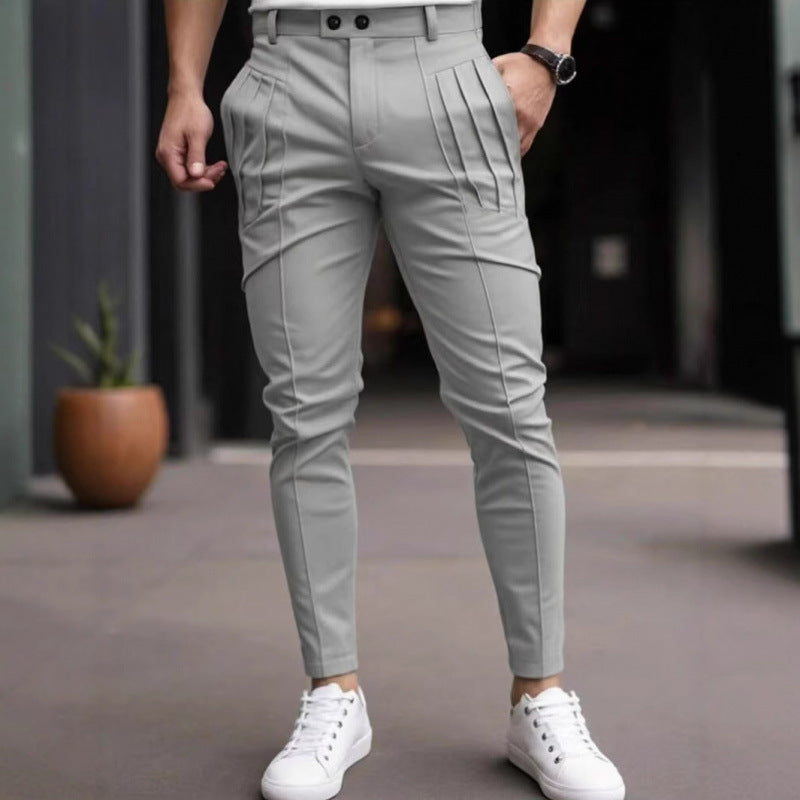 Herren stylische Slim-Fit Anzughose mit plissiertem Design Aliams