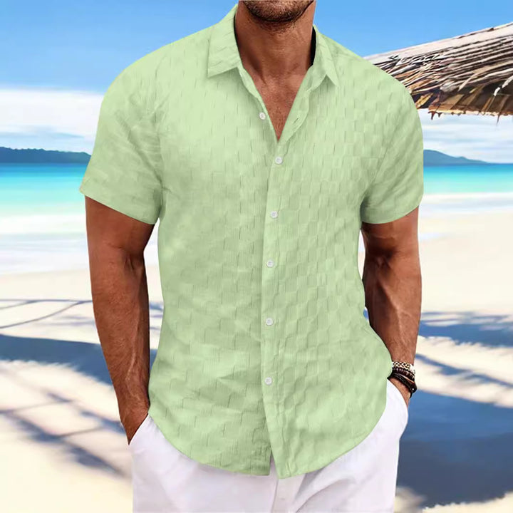 Herren Kurzarm strukturiertes Freizeithemd Aliams