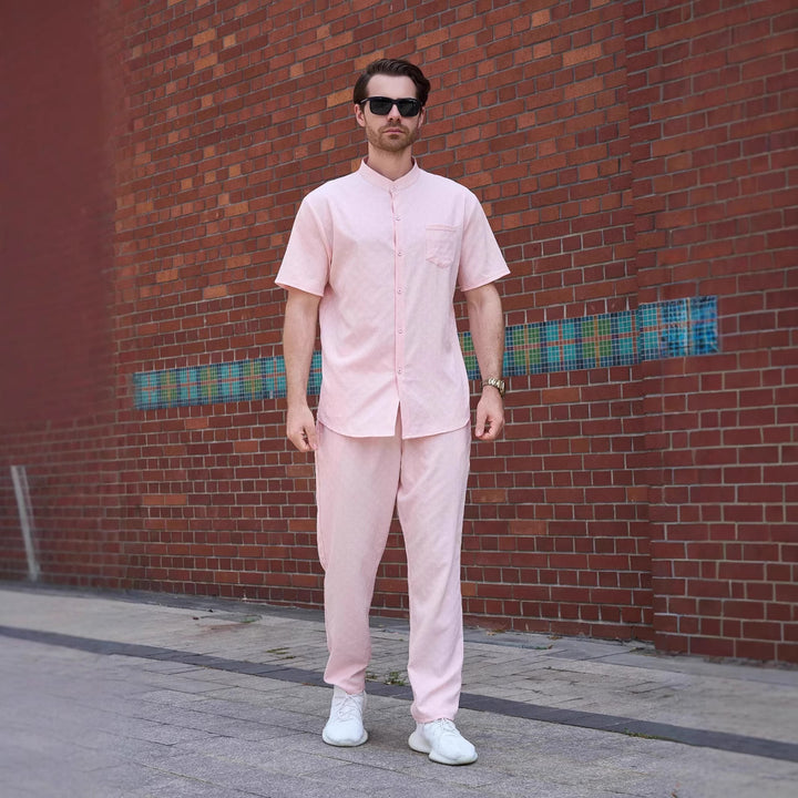 Herren bequeme Freizeitanzug mit Knopfleiste und praktischen Taschen Aliams