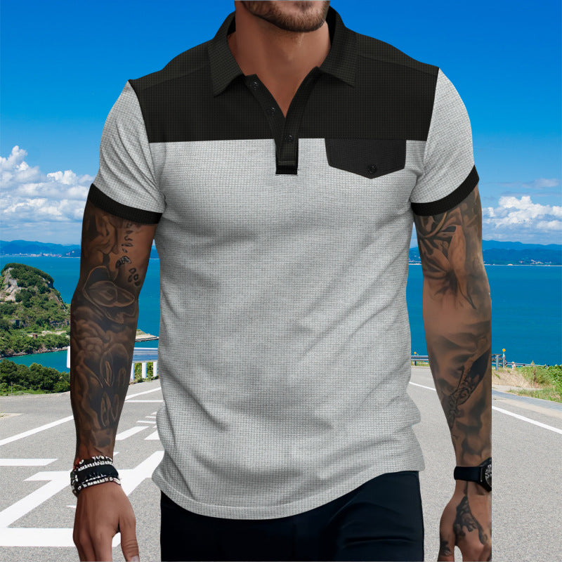 Herren Sportliches Polohemd mit modischem Kragen und kontrastierenden Elementen Aliams