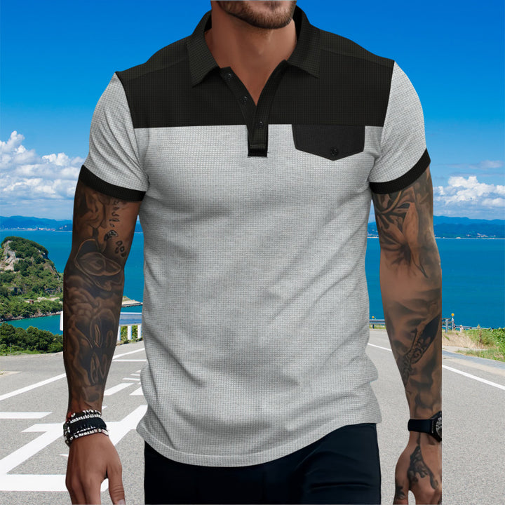 Herren Sportliches Polohemd mit modischem Kragen und kontrastierenden Elementen Aliams