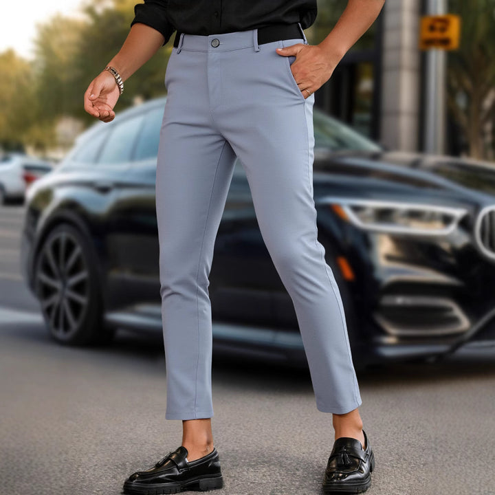 Herren elegante Slim-Fit Freizeithose mit elastischem Bund und klassischen Details Aliams