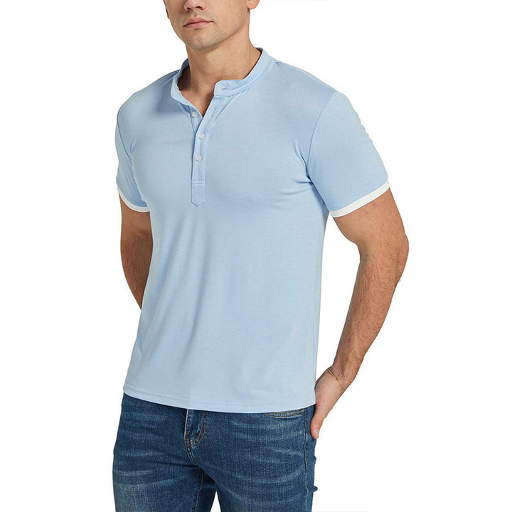 Herren Kurzarm-Henley-Shirt mit modernem Kragen und eleganter Knopfleiste Aliams