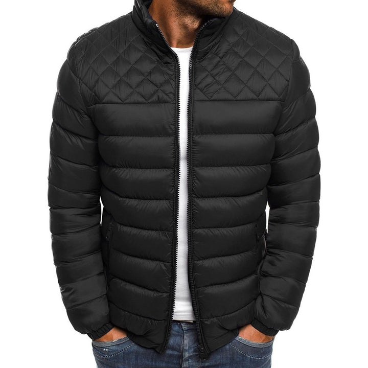 Herren gesteppte Daunenjacke mit hohem Kragen und praktischen Taschen Aliams