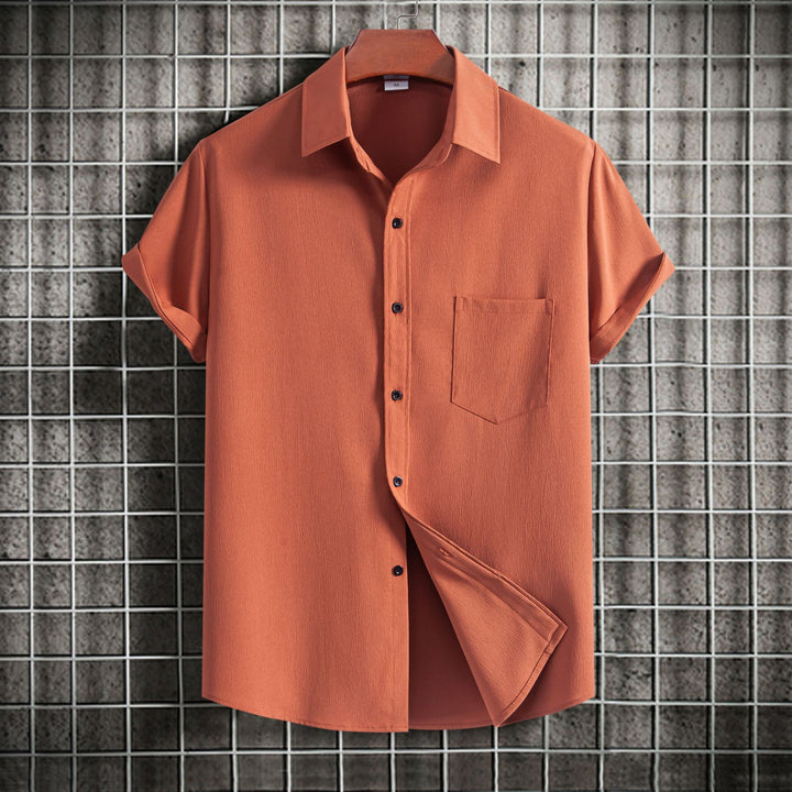 Herren Kurzarmhemd aus atmungsaktivem Strukturstoff mit klassischem Kragen Aliams