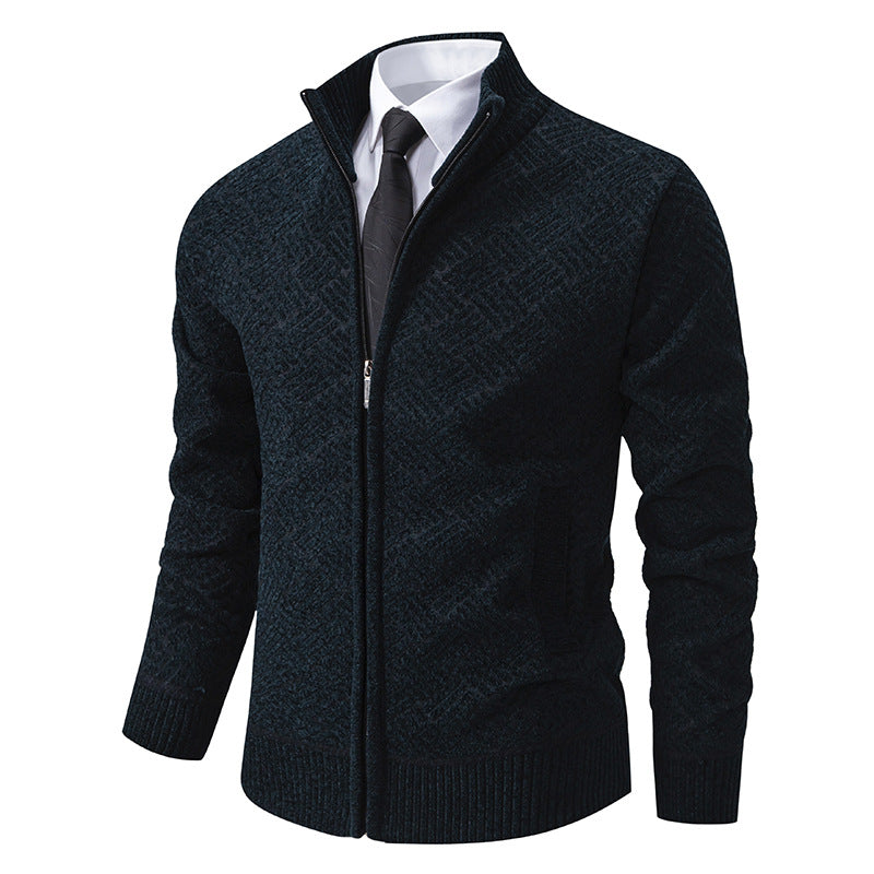 Herren Strickjacke mit modernem Zipper und kreativem Muster Aliams