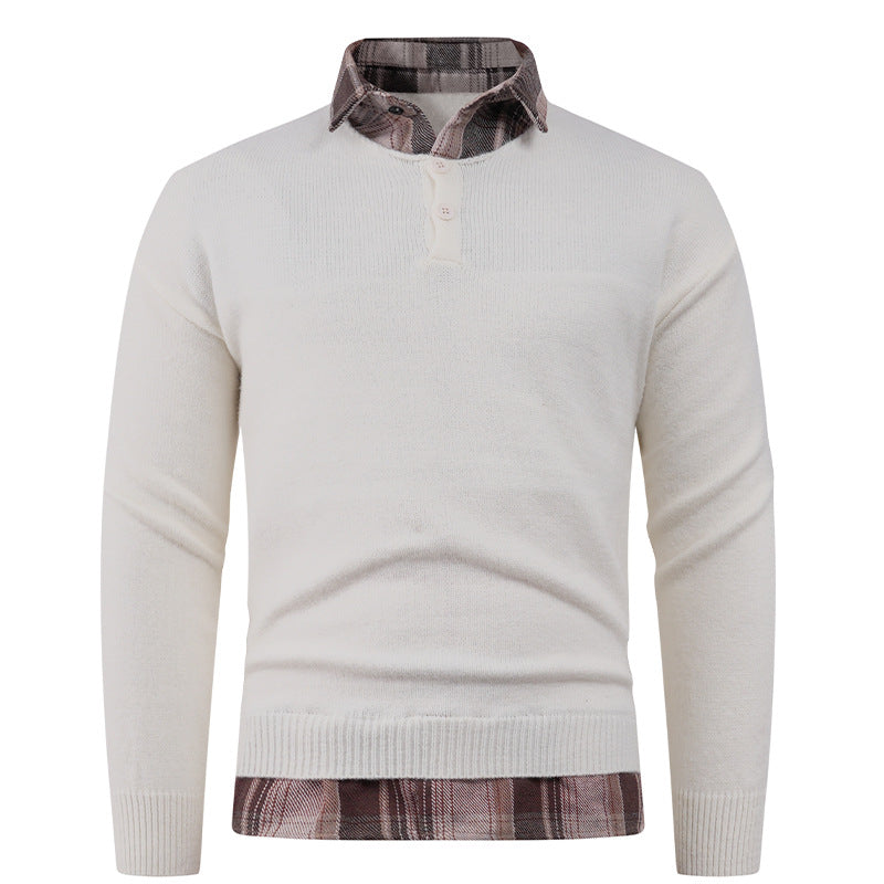 Herren Pullover mit integriertem Hemdkragen und Knopfdetails Aliams