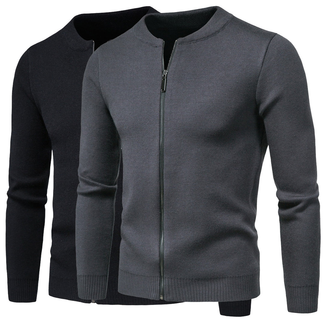 Herren stylische Strickjacke mit modernem Zipper und hohem Kragen Aliams