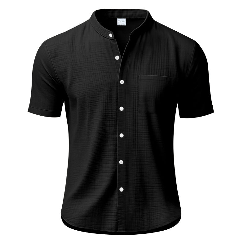 Herren Kurzarm-Henley-Shirt mit strukturiertem Design und Brusttasche Aliams