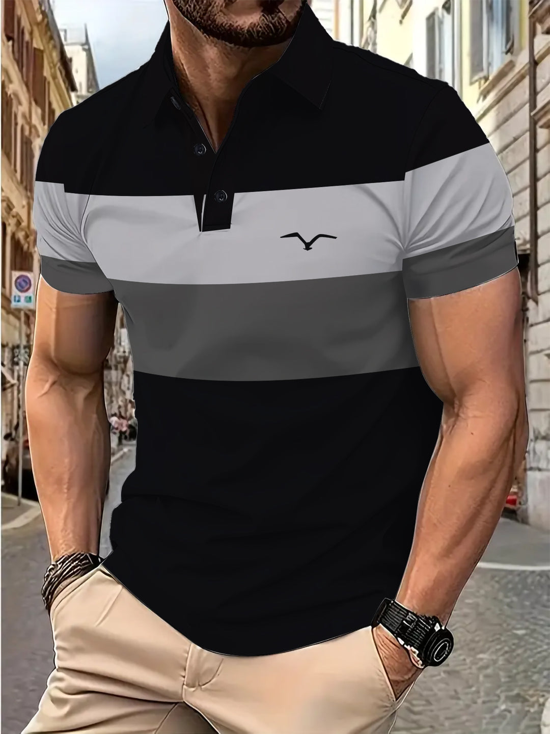 Herren Kurzarm Poloshirt mit markantem Farbdesign Aliams