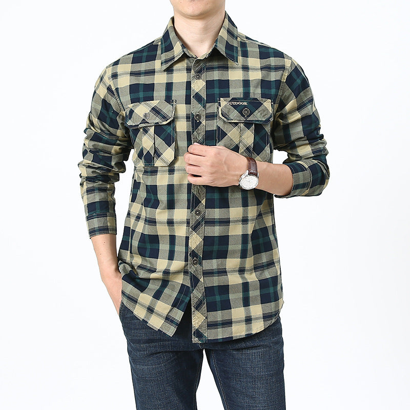 Herren kariertes Hemd mit praktischen Brusttaschen Aliams