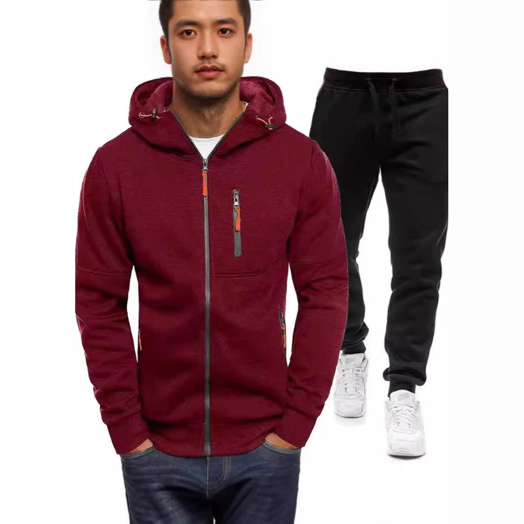 Herren sportliche Zip-Hoodiejacke mit Reißverschlusstaschen und praktischen Details Aliams