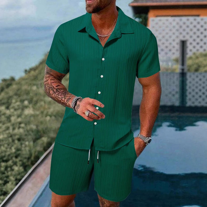 Herren Kurzarm Hemd und Shorts im Streifenlook Aliams