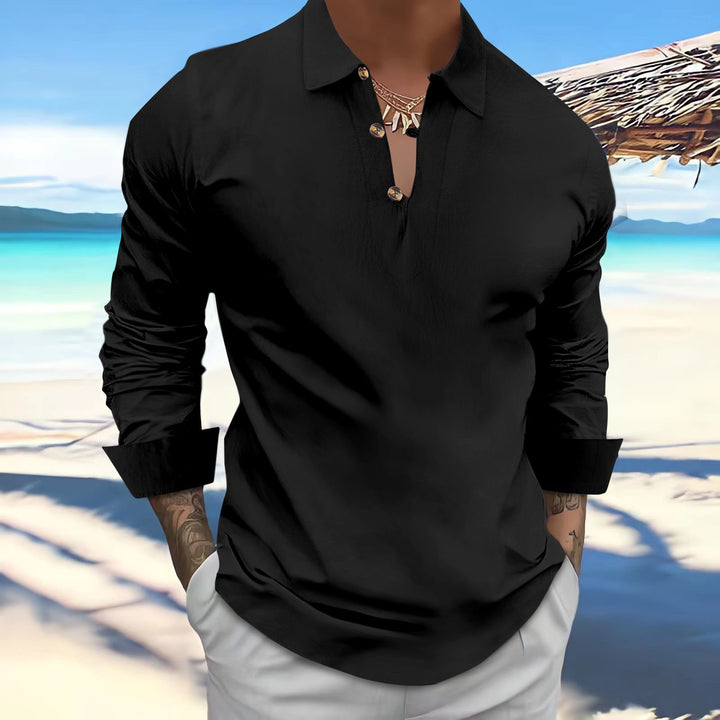 Herren Halblangarmhemd mit modernem V-Ausschnitt Aliams