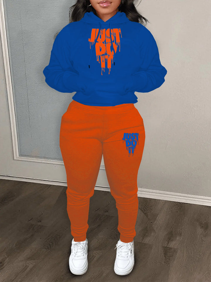 Herren Sportliches Hoodie- und Jogginghose-Set mit auffälligem Motiv und bequemer Passform Aliams