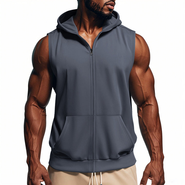 Herren ärmelloses Fitness-Hoodie mit Reißverschluss Aliams