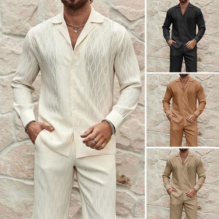 Herren eleganter Set mit feinem Strukturmuster und komfortablem Schnitt Aliams