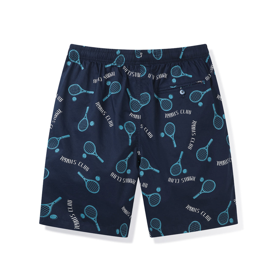 Herren Badeshorts mit Tennis-Motiv und elastischem Bund Aliams