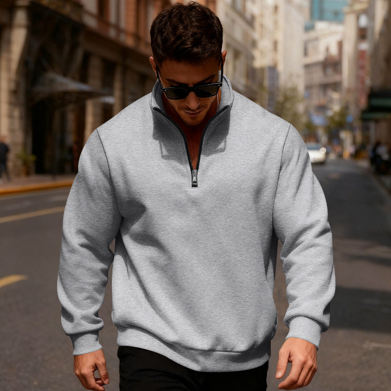 Herren Sweatpullover mit hohem Kragen und Reißverschluss Aliams