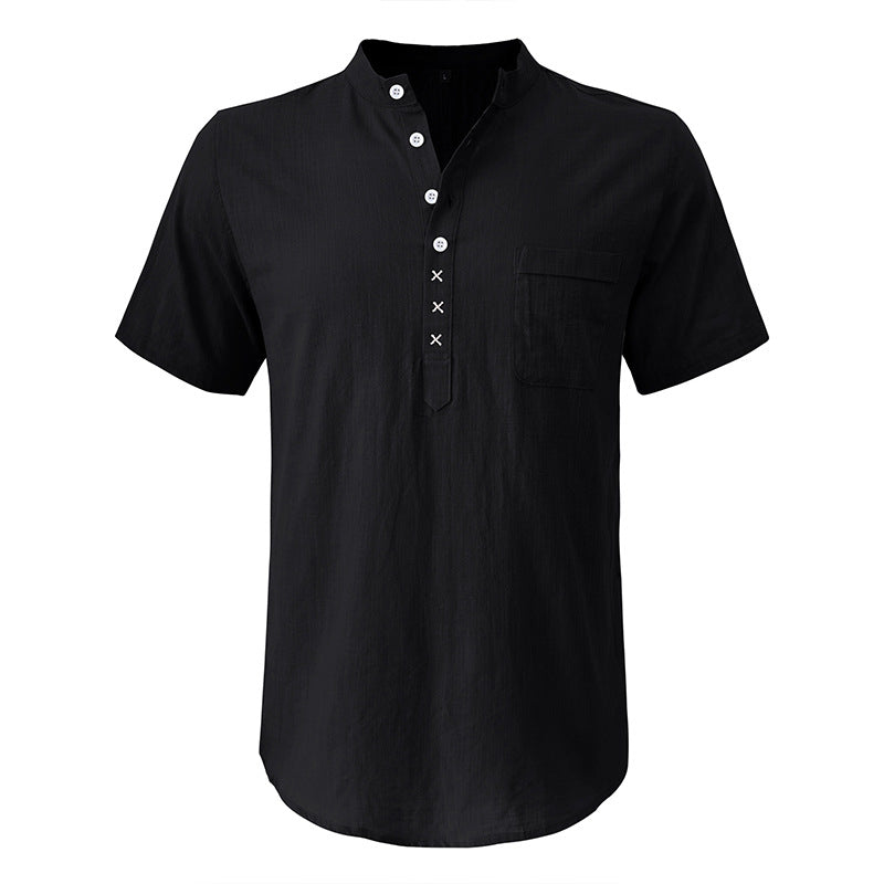 Herren Kurzarm-Henley-Shirt mit praktischer Knopfleiste und atmungsaktivem Stoff Aliams